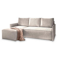 ROHOVÁ SEDAČKA PERUSI krémová - šedá/krémová, dřevo/textil (206/143cm) - MASSENO