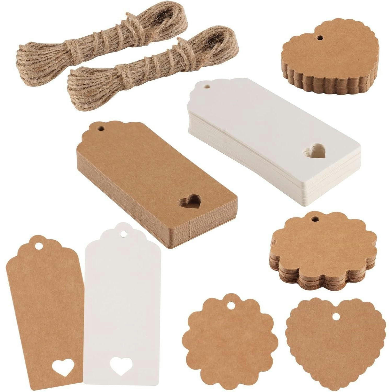GESCHENKANHÄNGER 100er Set Kraftpapier mit Juteschnur - Multicolor, Papier (4/1.5/9cm)
