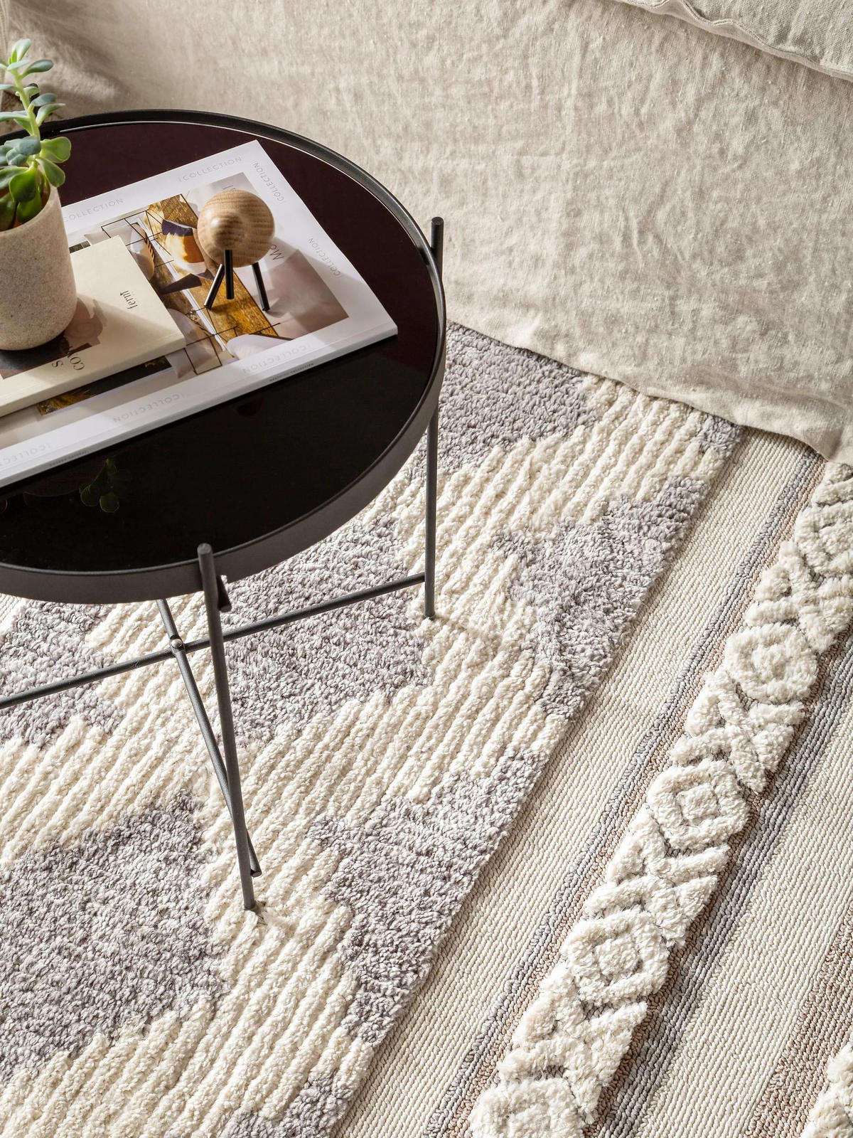 TEPPICH Oyo Cream/Grau 160x230 cm - Creme, Textil (160/230cm) - benuta Pop