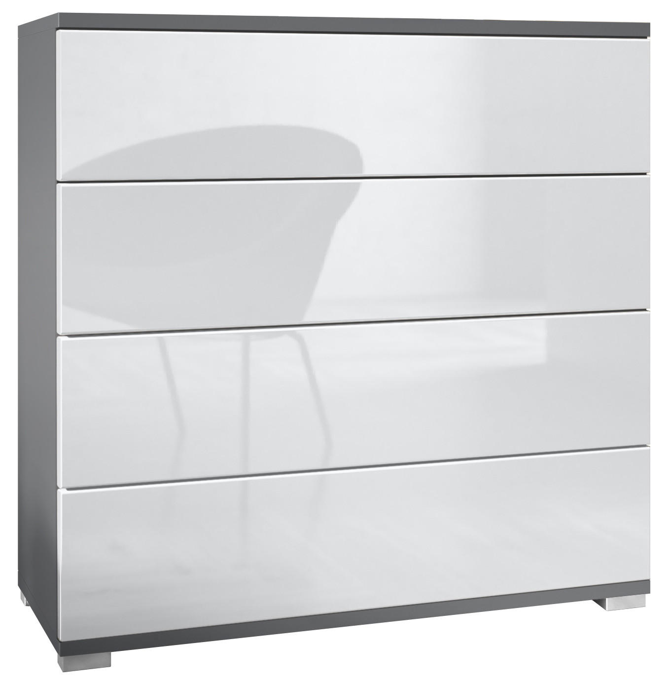 Vladon Kommode Weiß Hochglanz 76x76x35 cm