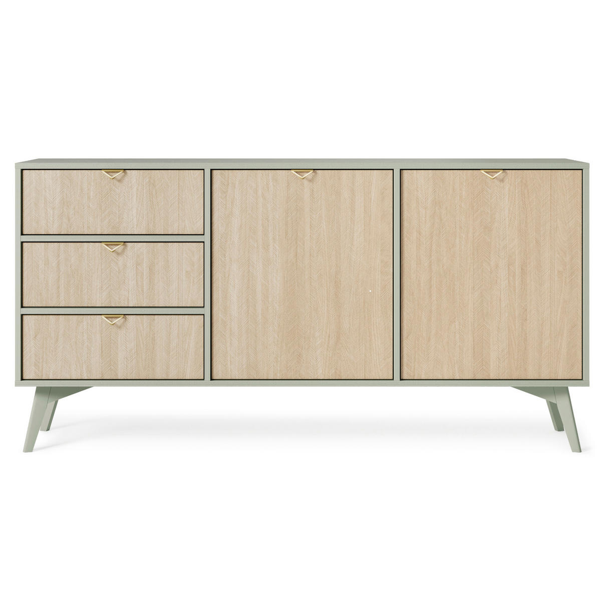 SIDEBOARD TOFINO KOM2-2D3S Holzbeine Eukalyptus - Eichefarben/Eukalyptusholzfarben, Holz/Holzwerkstoff (158/80/38cm) - Komodee