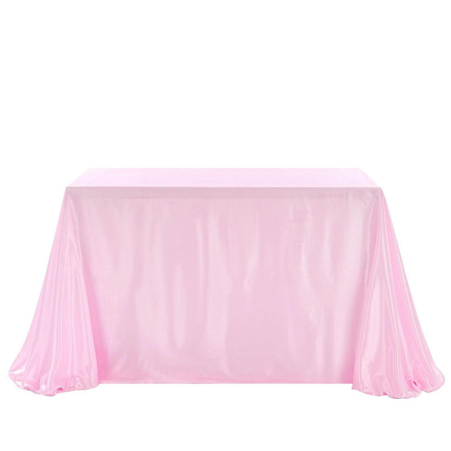 TISCHDECKE Rosa Satin 228 x 228 cm DIY mit Schleife und Perlen - Rosa, Textil (228/228/1.5cm)
