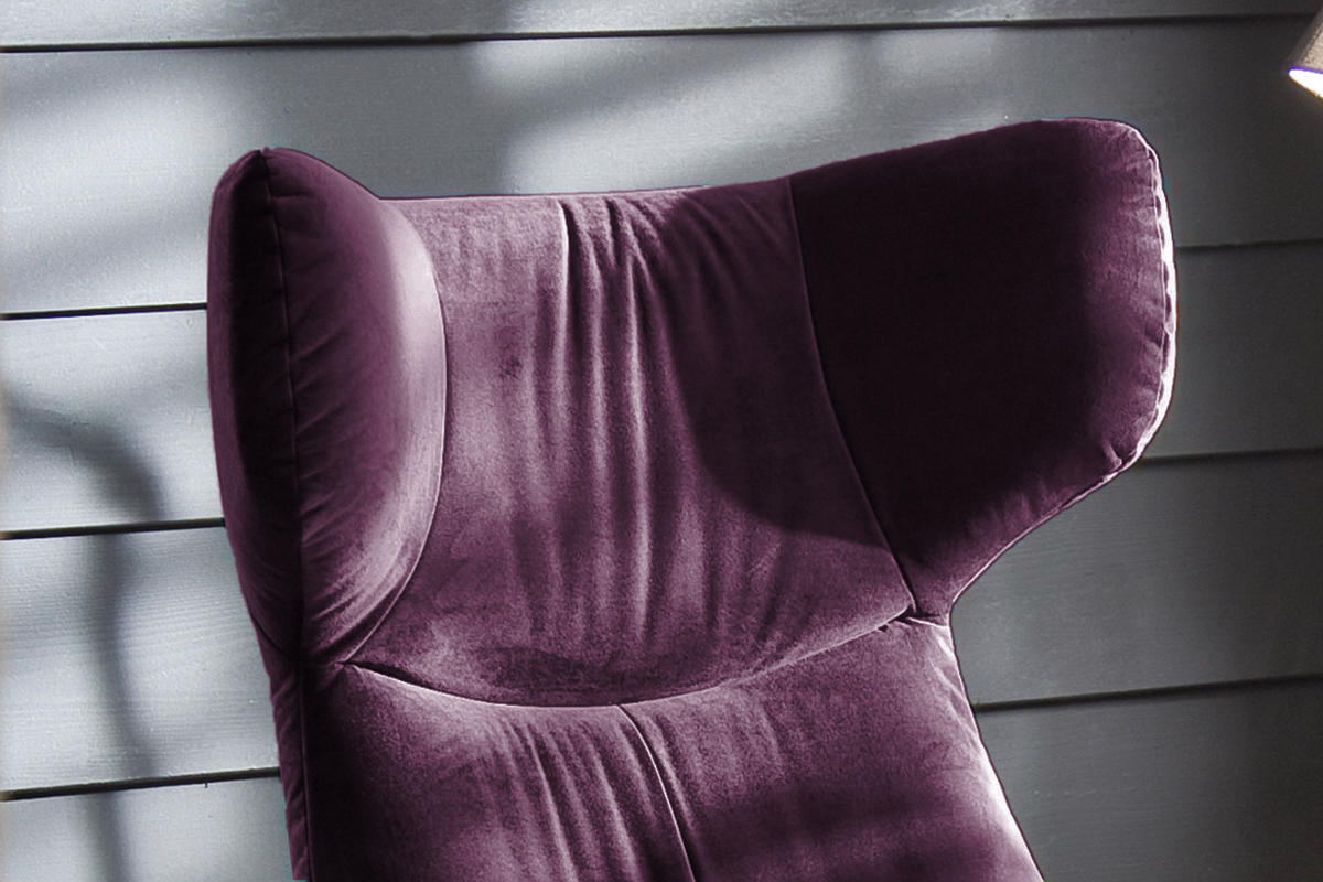 SESSEL MIT HOCKER LOTTE Violett Velvet - Violett/Schwarz, Textil (79/117/82cm) - KAWOLA