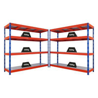 SCHWERLASTREGAL Dino 2er-Set 180x200x60cm 4 Stahlplatten-Ebenen Fachlast 500kg Blau-Orange - Blau/Orange, Metall (200/180/60cm) - PROREGAL