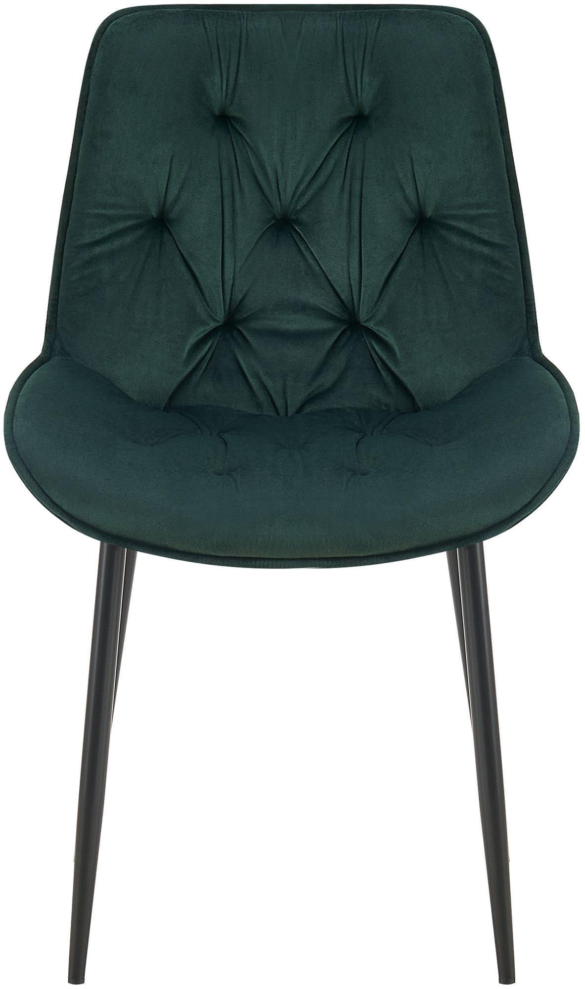 STUHL Samt grün - Schwarz/Grün, Textil/Metall (52/84/59cm) - CLP