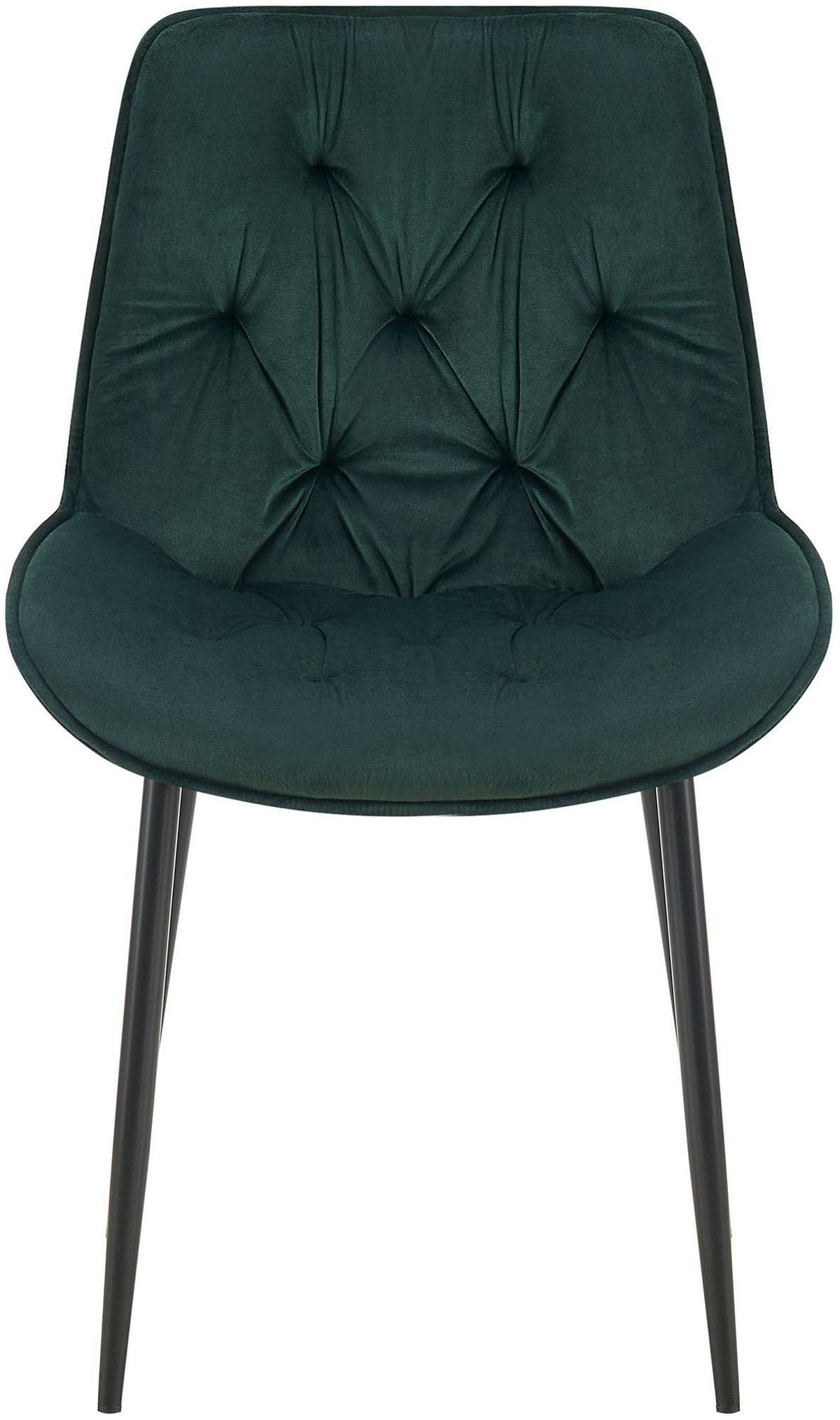 STUHL 2er Set Samt grün - Schwarz/Grün, Textil/Metall (52/84/59cm) - CLP