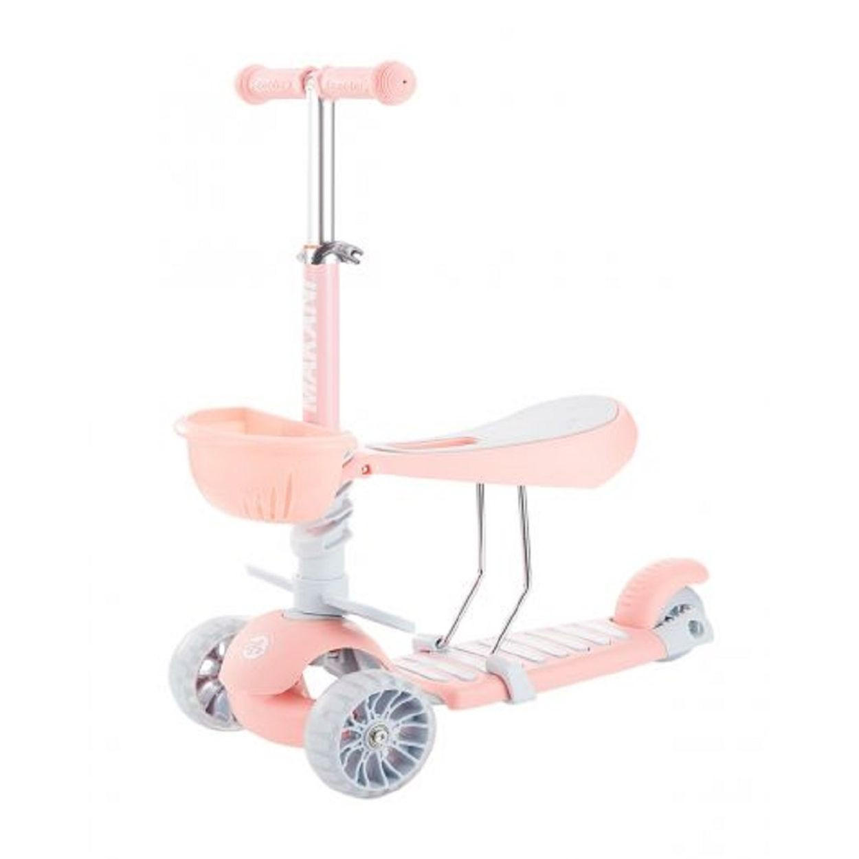 KINDERROLLER BonBon 3 in 1 rosa Dreirad, LED-Vorderräder, höhenverstellbar - Rosa, Kunststoff (58/26/66cm) - Makani