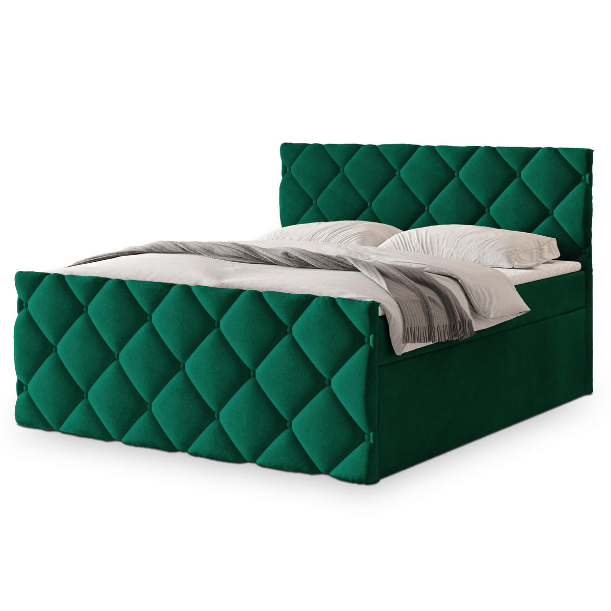 POSTEL BOXSPRING ROVARI 160x200 cm, s matrací a úložným prostorem, tmavě zelená - tmavě zelená, kompozitní dřevo/textil (160/200cm) - MASSENO