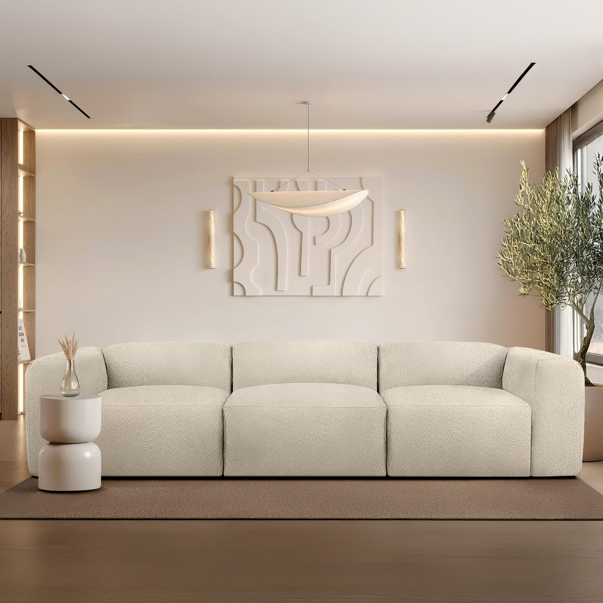 3-SITZER SOFA BUFFO, Hellbeige - Beige, Holz/Holzwerkstoff (290/73/96cm) - KONSIMO®
