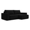 ECKSOFA mit Schlaffunktion Samt Stoff Schwarz - Schwarz, Kunststoff/Textil (257/148cm) - Makamii