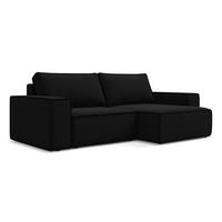 ECKSOFA mit Schlaffunktion Samt Stoff Schwarz - Schwarz, Kunststoff/Textil (257/148cm) - Makamii