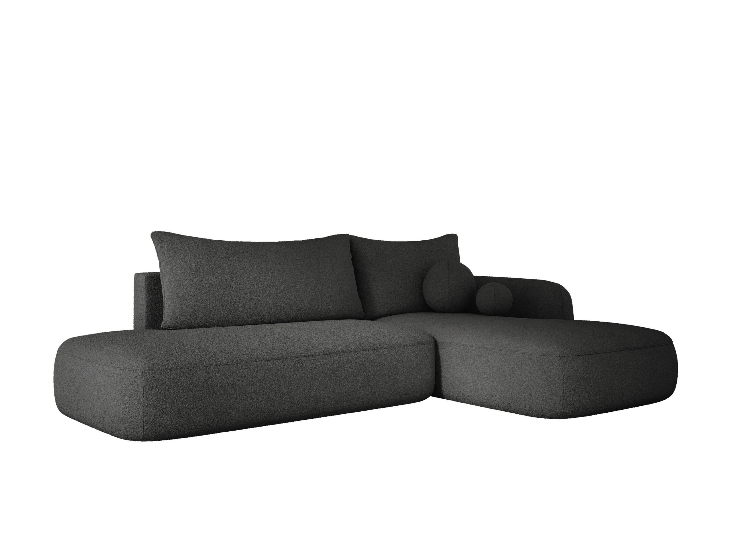 ECKSOFA BABU mit Schlaffunktion, Moderne Polsterecke für Wohnzimmer, funktionales Schlafsofa im Stoff NOW OR NEVER, 300x105x60cm rechte, schwarz - Anthrazit, Holz/Textil (300/190cm) - DomoHome
