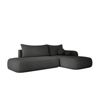 ECKSOFA BABU mit Schlaffunktion, Moderne Polsterecke für Wohnzimmer, funktionales Schlafsofa im Stoff NOW OR NEVER, 300x105x60cm rechte, schwarz - Anthrazit, Holz/Textil (300/190cm) - DomoHome