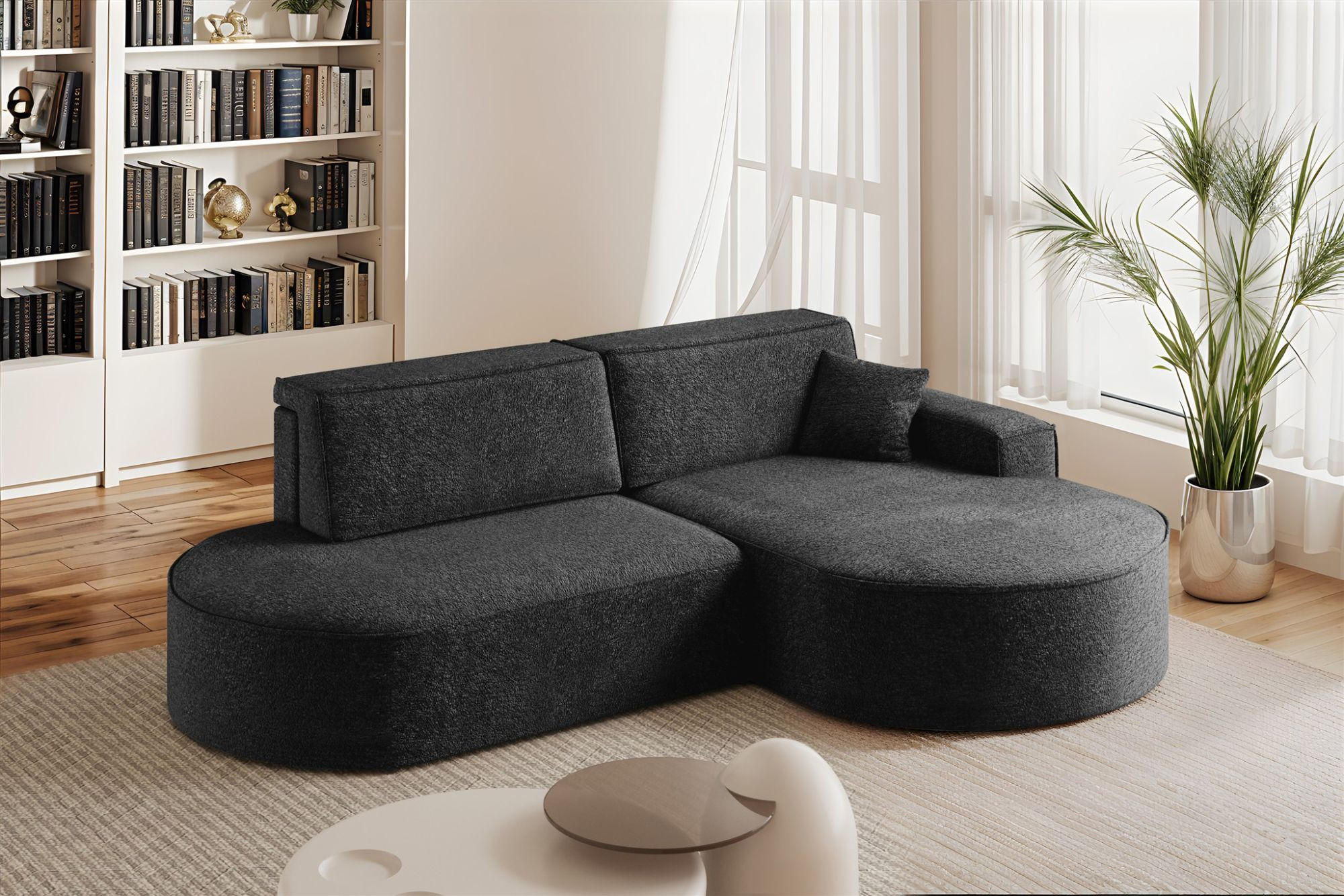 ECKSOFA Venedig Mit Schlaffunktion - Schwarz, Holzwerkstoff/Textil (278/179cm) - Fun Möbel