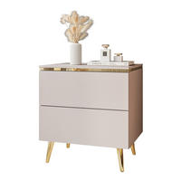NACHTTISCH AURORA II auf schräge Gold Chrom Beine Kaschmir - Kaschmir/Goldfarben, Holzwerkstoff/Metall (50/53/37cm) - Lookway