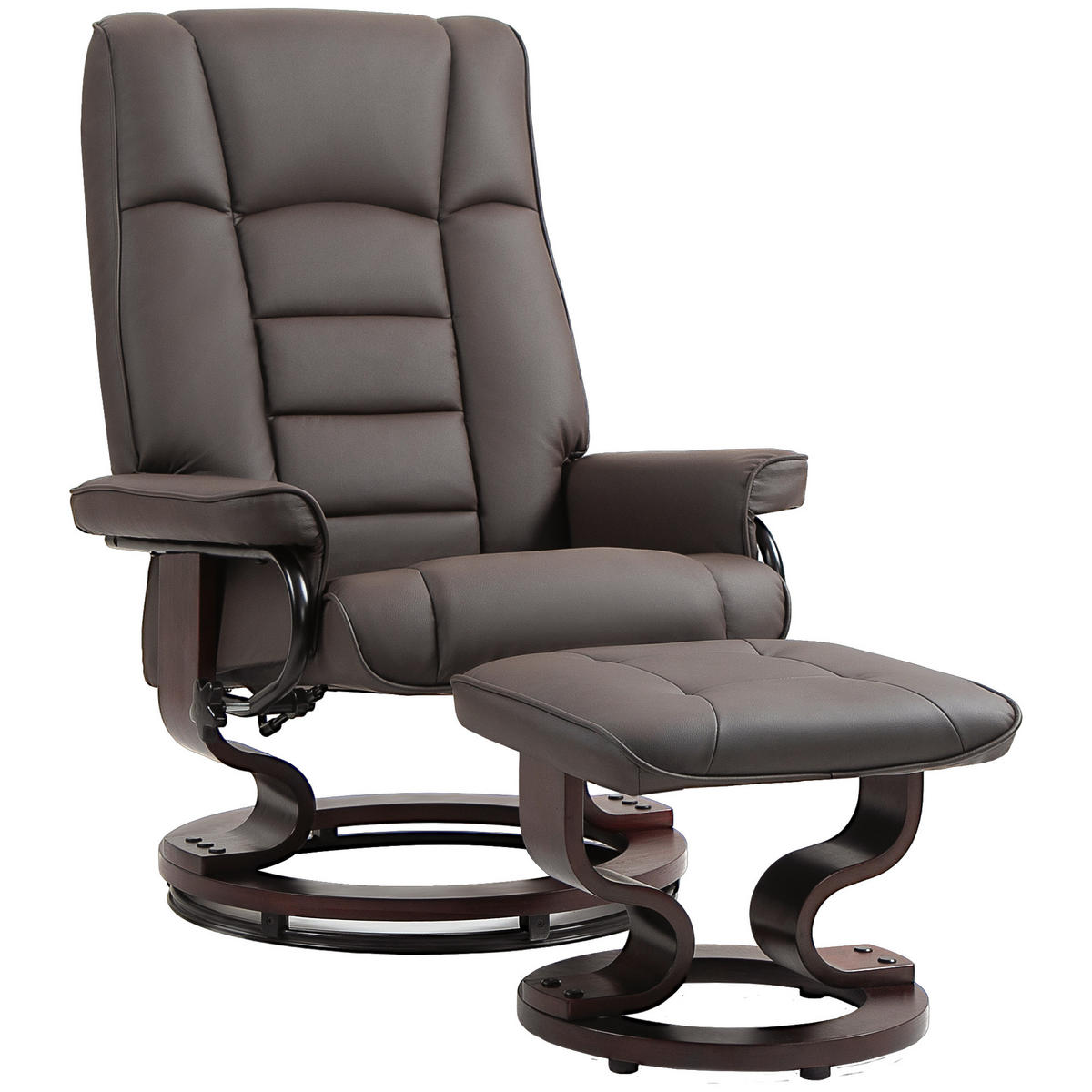 RELAXSESSEL DE-07549 drehbar & neigbar, Kunstlederbezug Braun - Braun, Holz (76/104/85cm) - ComfortXL
