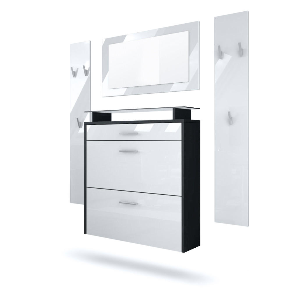 Vladon Garderobe Weiß Hochglanz 180x180x23 cm