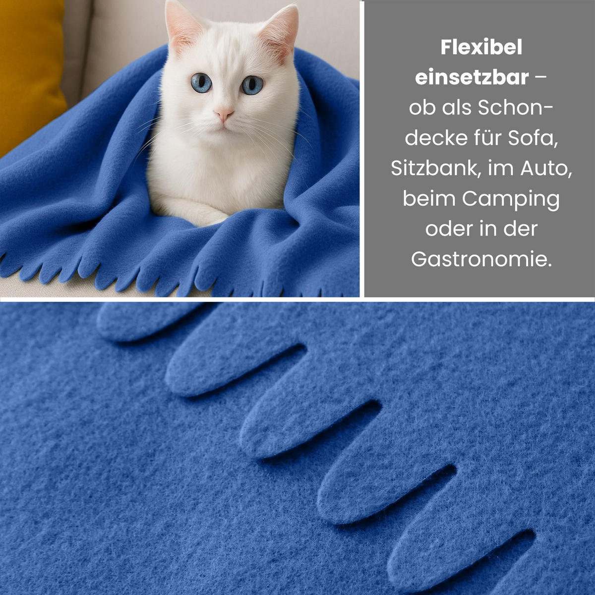 FLEECEDECKE WAVE 16er Set blau 120/160 cm Wellenrand Anti-Pilling - Blau, Textil (120/160cm) - wometo