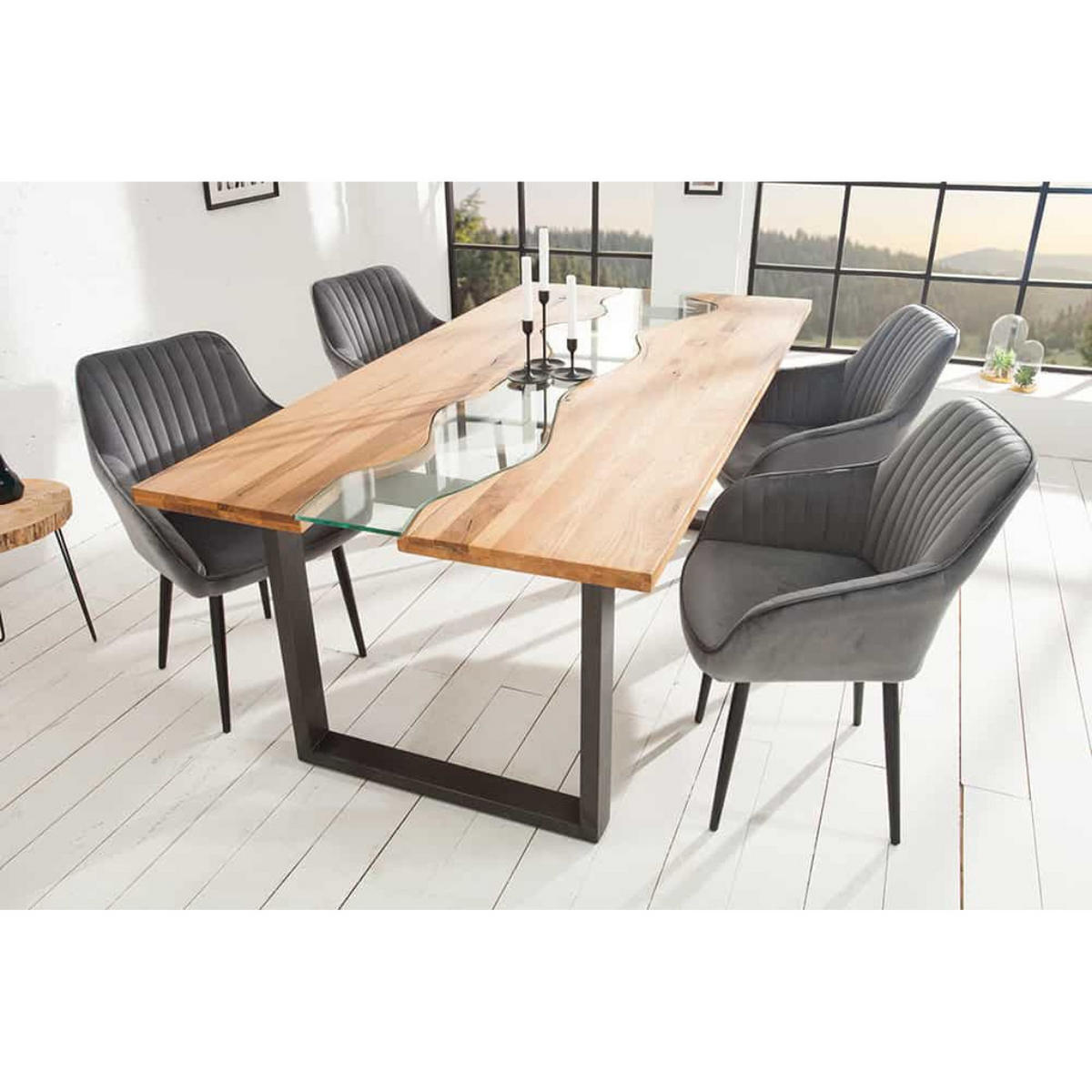 ARMLEHNSTUHL TURIN Samt Silbergrau - Silberfarben/Schwarz, Textil/Metall (60/84/61cm) - riess-ambiente