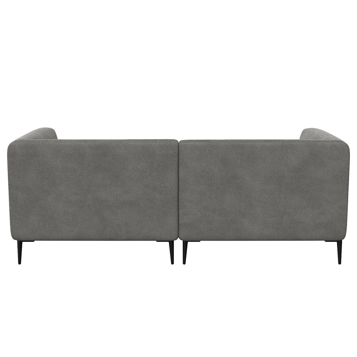1,5-SITZER ECKSOFA mit Longchair - Schwarz/Grau, Textil/Metall (211/148cm) - home24
