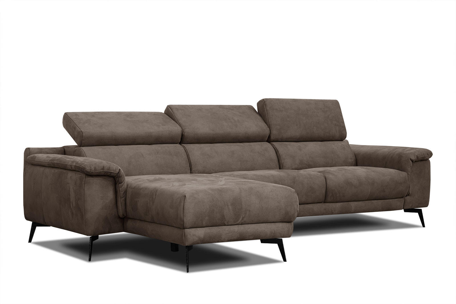 ECKSOFA FIERO 4-Sitzer, dunkelbraun - Dunkelbraun/Schwarz, Holzwerkstoff/Textil (158/269cm) - Courtois Laville