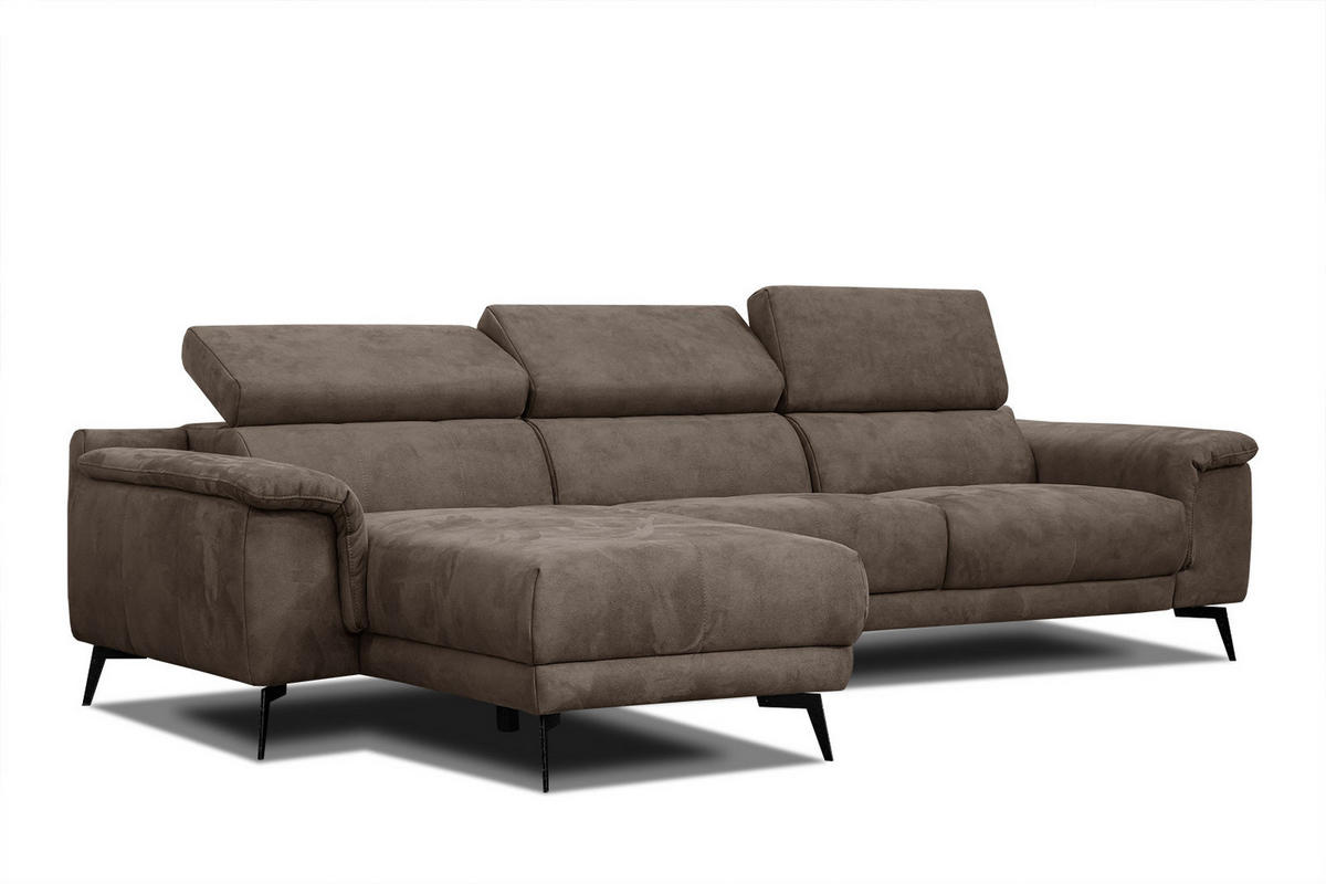 ECKSOFA FIERO 4-Sitzer, dunkelbraun - Dunkelbraun/Schwarz, Holzwerkstoff/Textil (158/269cm) - Courtois Laville