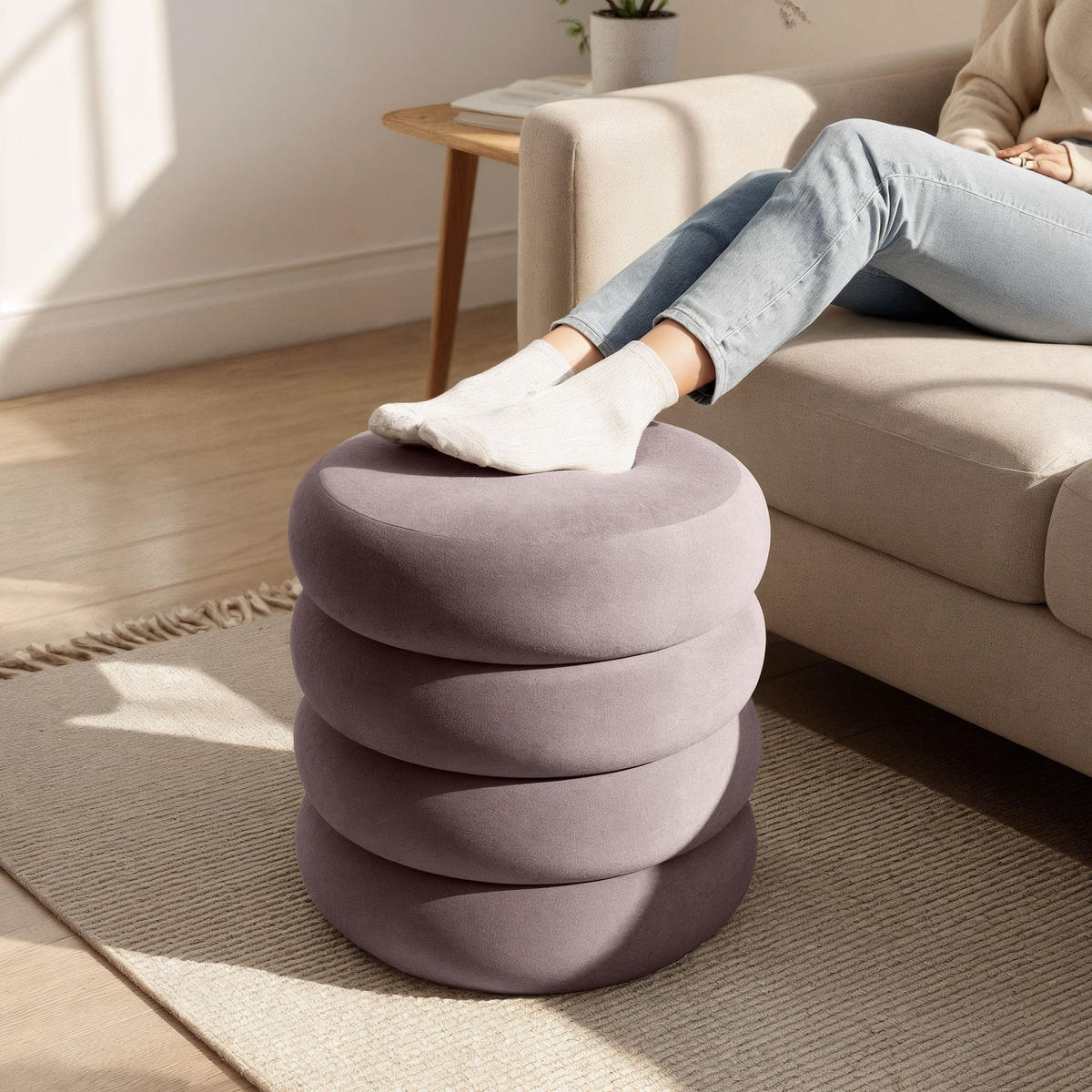 POLSTERHOCKER mit Stauraum Rosa - Rosa, Textil (42/45/42cm) - RAUMHIRSCH FURNITURE