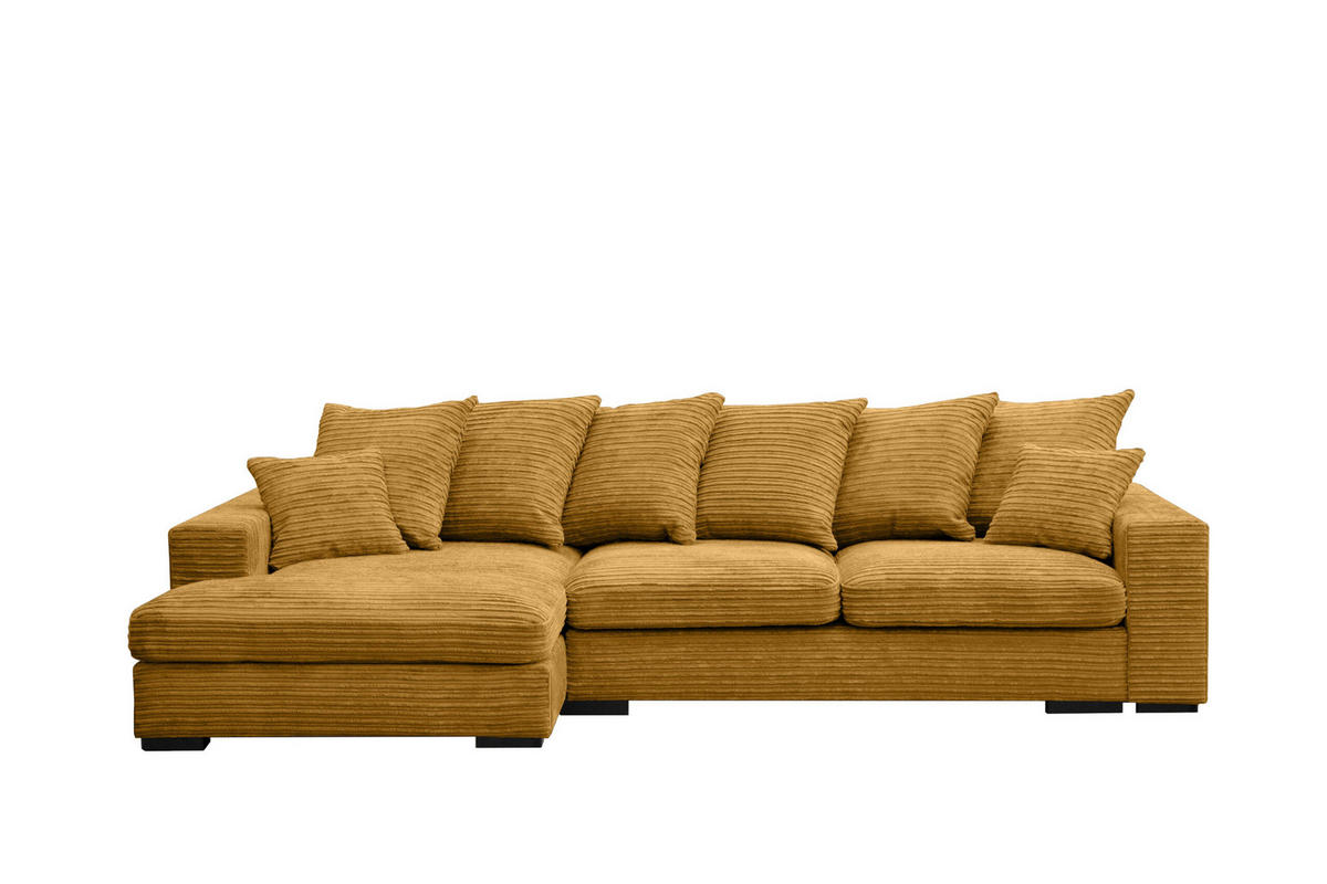 ECKSOFA Mit Schlaffunktion Und Bettkasten Couch L-form Gabon Stoff Zoom Gelb Links - Gelb, Holz (155/285cm) - Kaiser Möbel