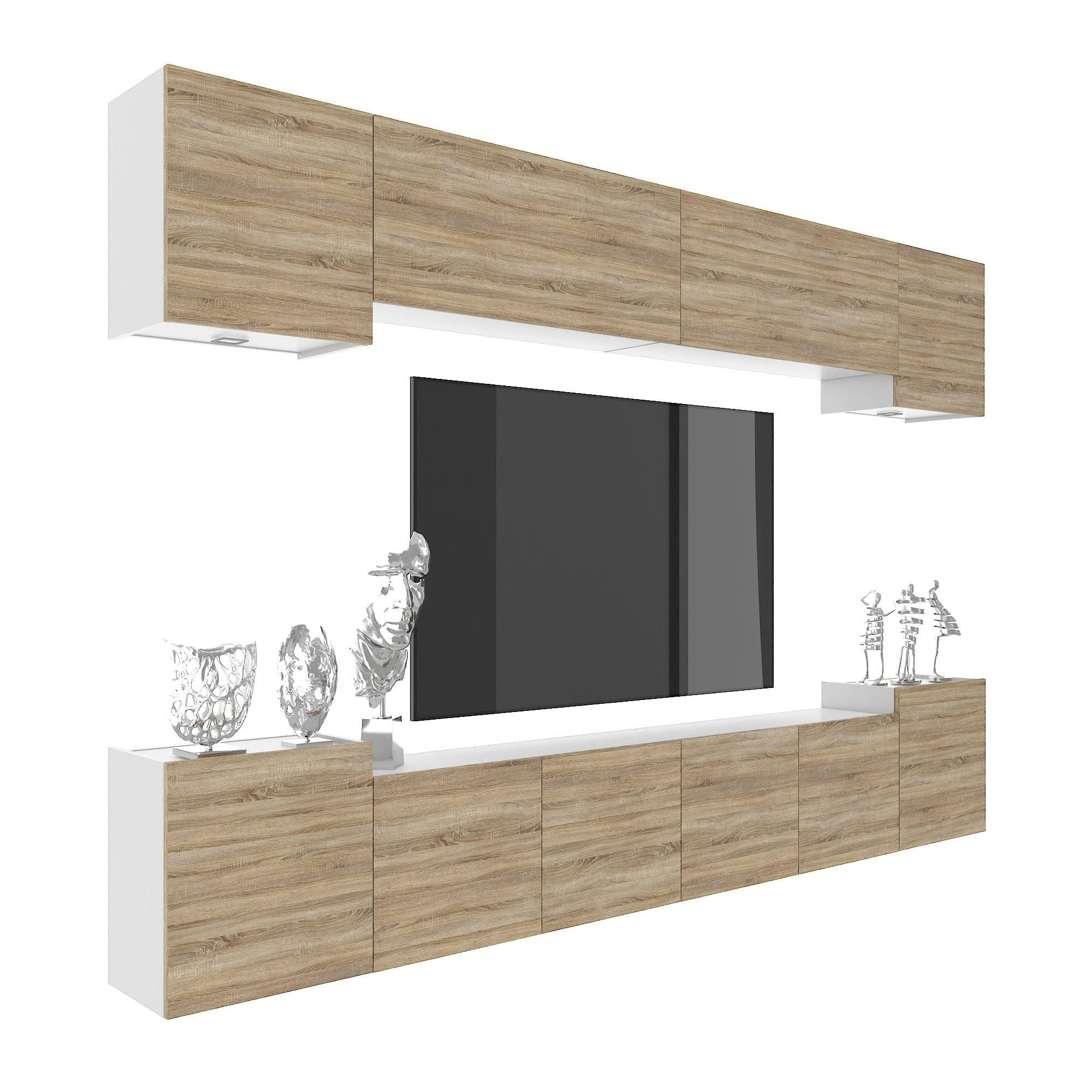 B BELINI GROUP OBÝVACÍ STĚNA Milano 4, Dub Sonoma matný, 300 cm, Bezúchytková