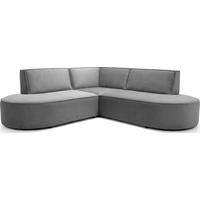 ECKSOFA Nora L-Form 3-Sitzer Universell, Samt, Grau 223/73/223 cm - Schwarz/Grau, Kunststoff/Textil (223/223cm) - WFL GROUP