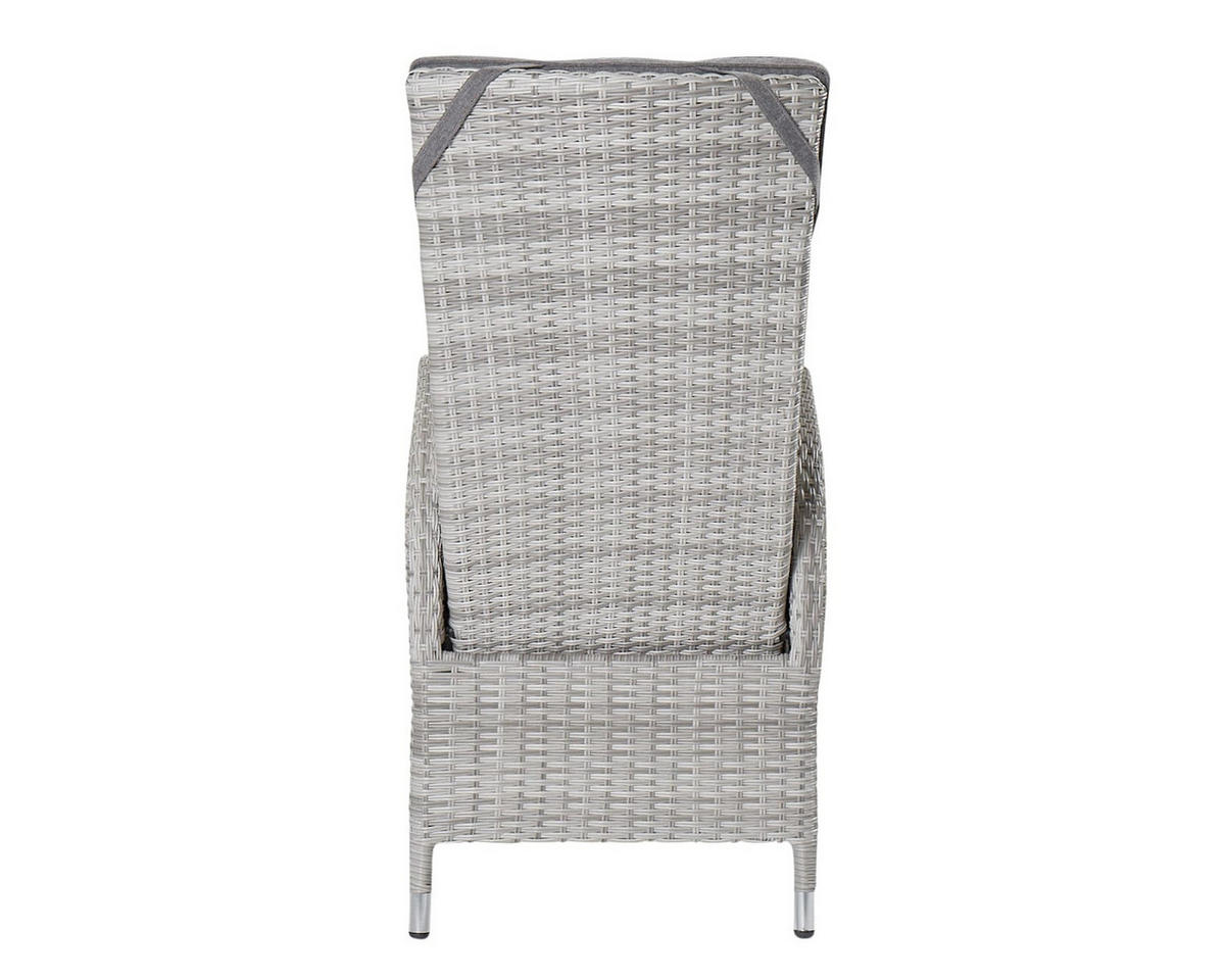 GARTENSTUHL Boston 56x62x112 cm, Polyrattan, Weiß-Grau - Grau, Kunststoff (56/112/62cm) - dasmöbelwerk