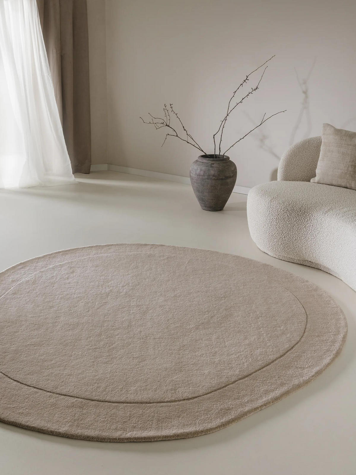 WOLLTEPPICH Shape Cream ø 200 cm rund - Creme, Textil (200/200cm) - benuta Pure