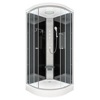 DUSCHE Fertigdusche D10-23T1-EC Schwarz 100x100 - Schwarz, Glas/Kunststoff (100/100/215cm) - AcquaVapore by Sandra Jentho