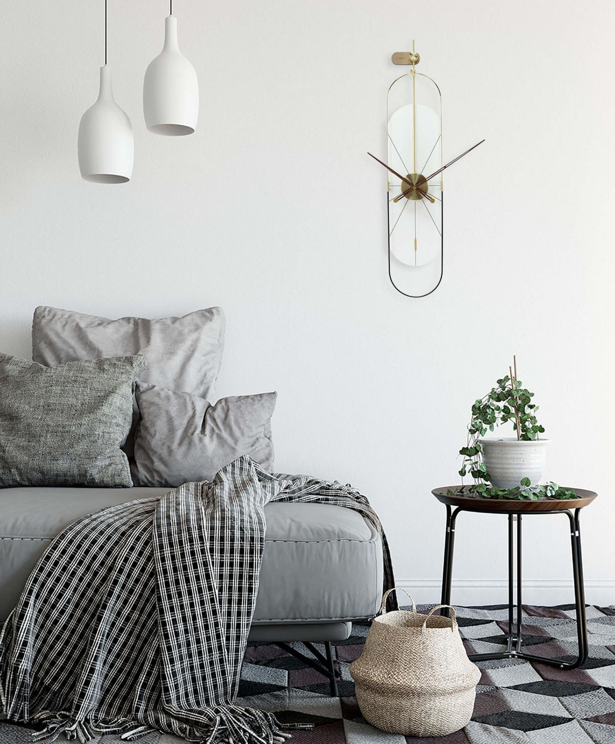 WANDUHR Design Weiß 20/90 cm - Weiß, Holzwerkstoff/Metall (2.71/90/2cm) - ONZENO