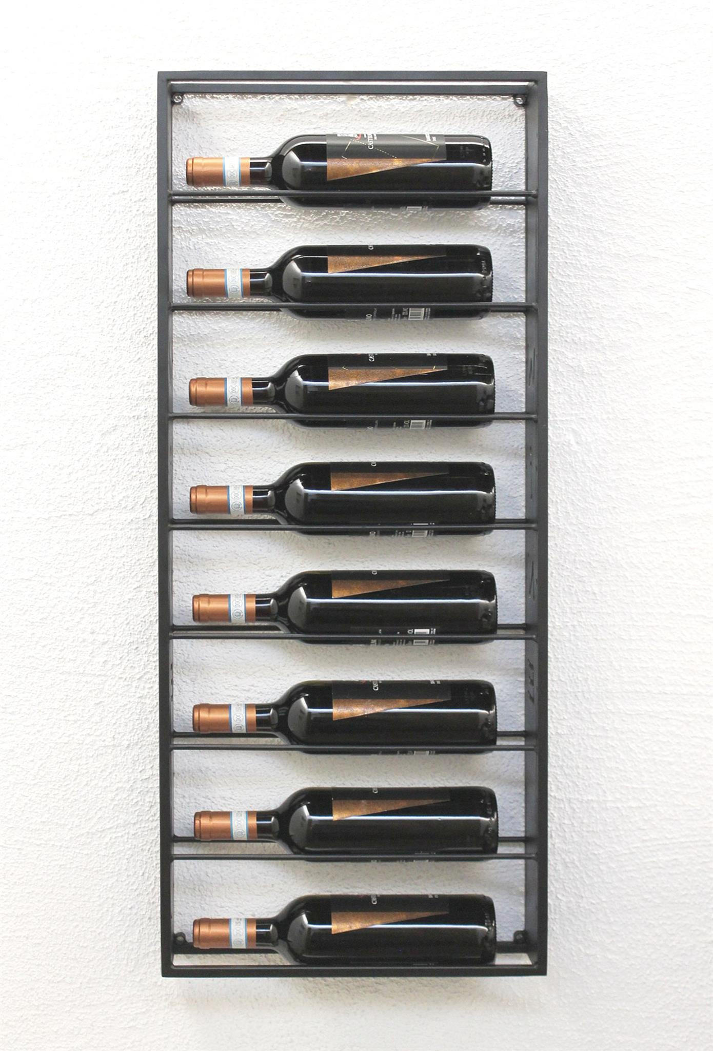 WEINREGAL Sofie für 8 Flaschen Wand Metall Schwarz 88 cm - Schwarz, Metall (7/88/8cm) - DanDiBo