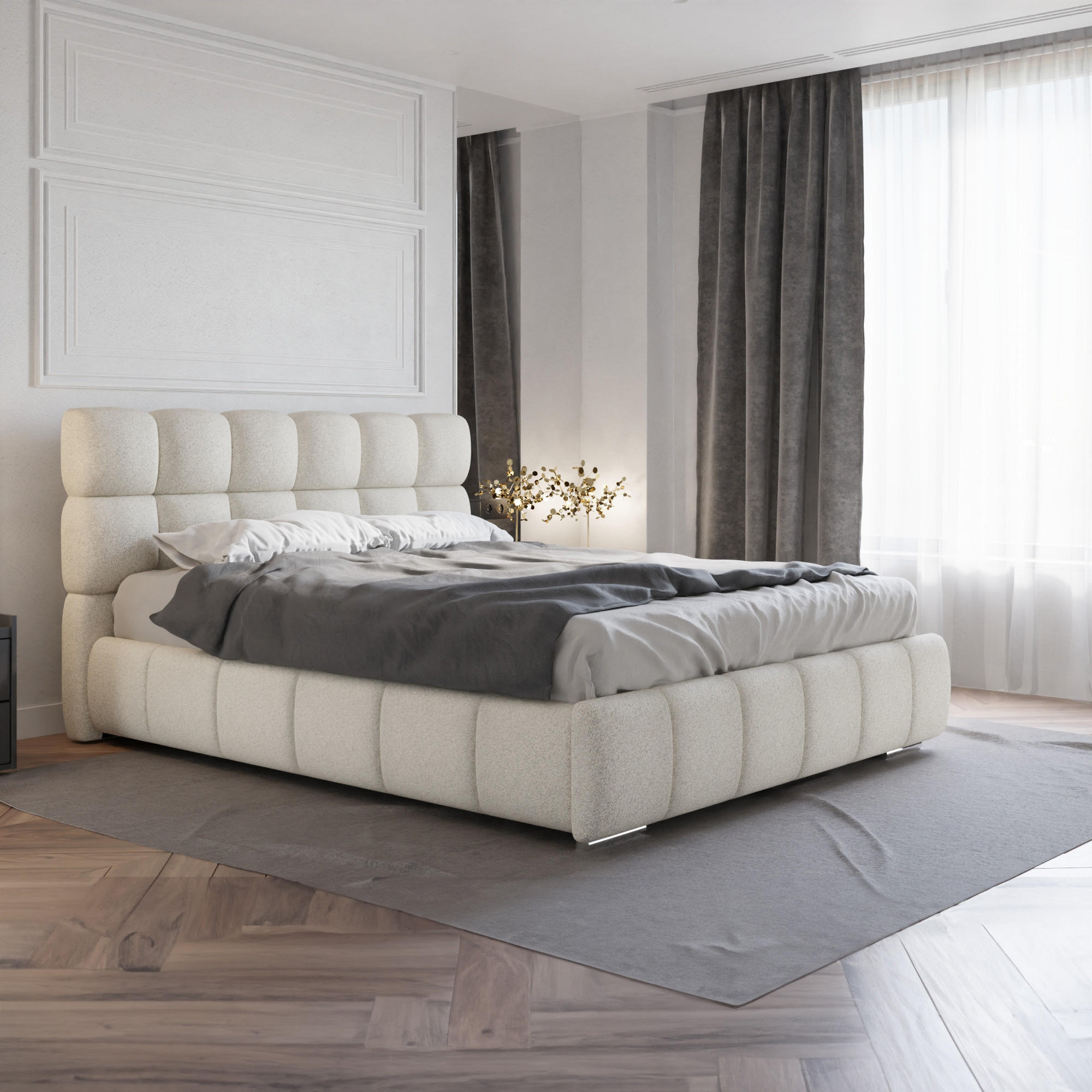 POLSTERBETT Bliss 160 x 200 cm mit Bettkasten und Lattenrost Federkernmatratze BONEL H3 - beige - Beige, Holz (160/206cm) - Panda Möbel