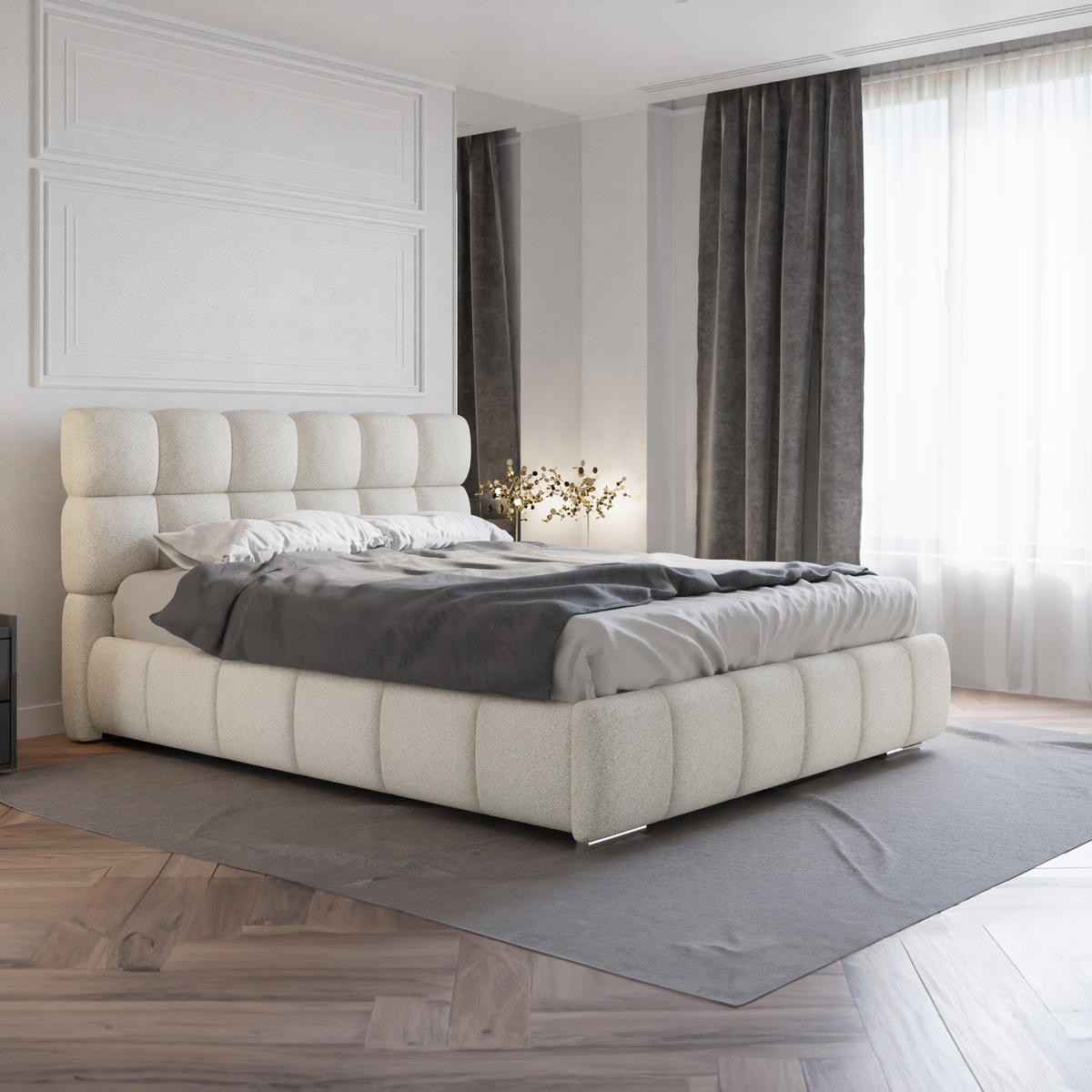 POLSTERBETT Bliss 160 x 200 cm mit Bettkasten und Lattenrost Federkernmatratze BONEL H3 - beige - Beige, Holz (160/206cm) - Panda Möbel