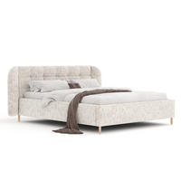 POLSTERBETT Nuno Creme 140/200 cm im Chenille-Stoff - Creme/Naturfarben, Holz/Holzwerkstoff (140/200cm) - Maison de Reve