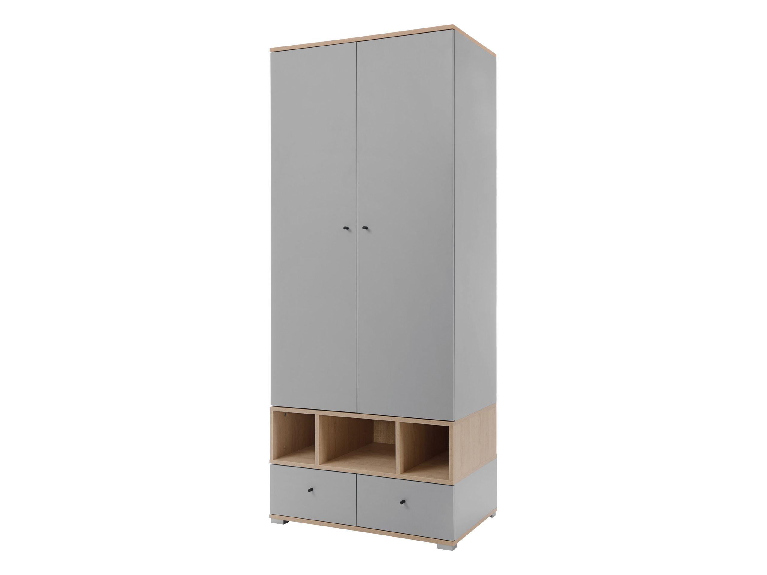 KLEIDERSCHRANK Oro OR01 - Schwarz/Naturfarben, Holzwerkstoff/Kunststoff (50/195/80cm) - MIRJAN24