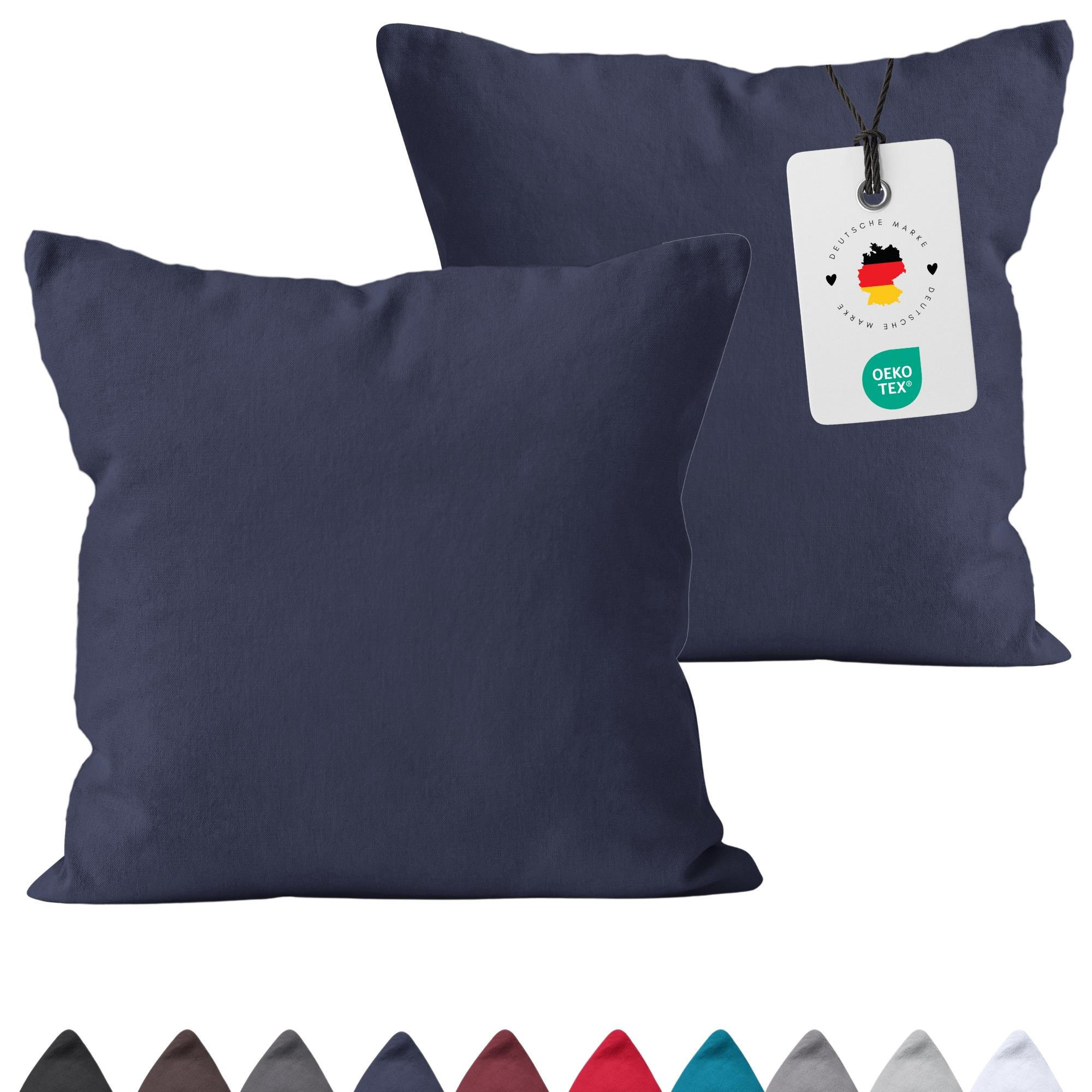 KISSENBEZUG 40x40 cm aus 100% Baumwolle, Kissenhülle Navy-Blau Uni - Dunkelblau, Textil (40/40cm) - Carpe Sonno