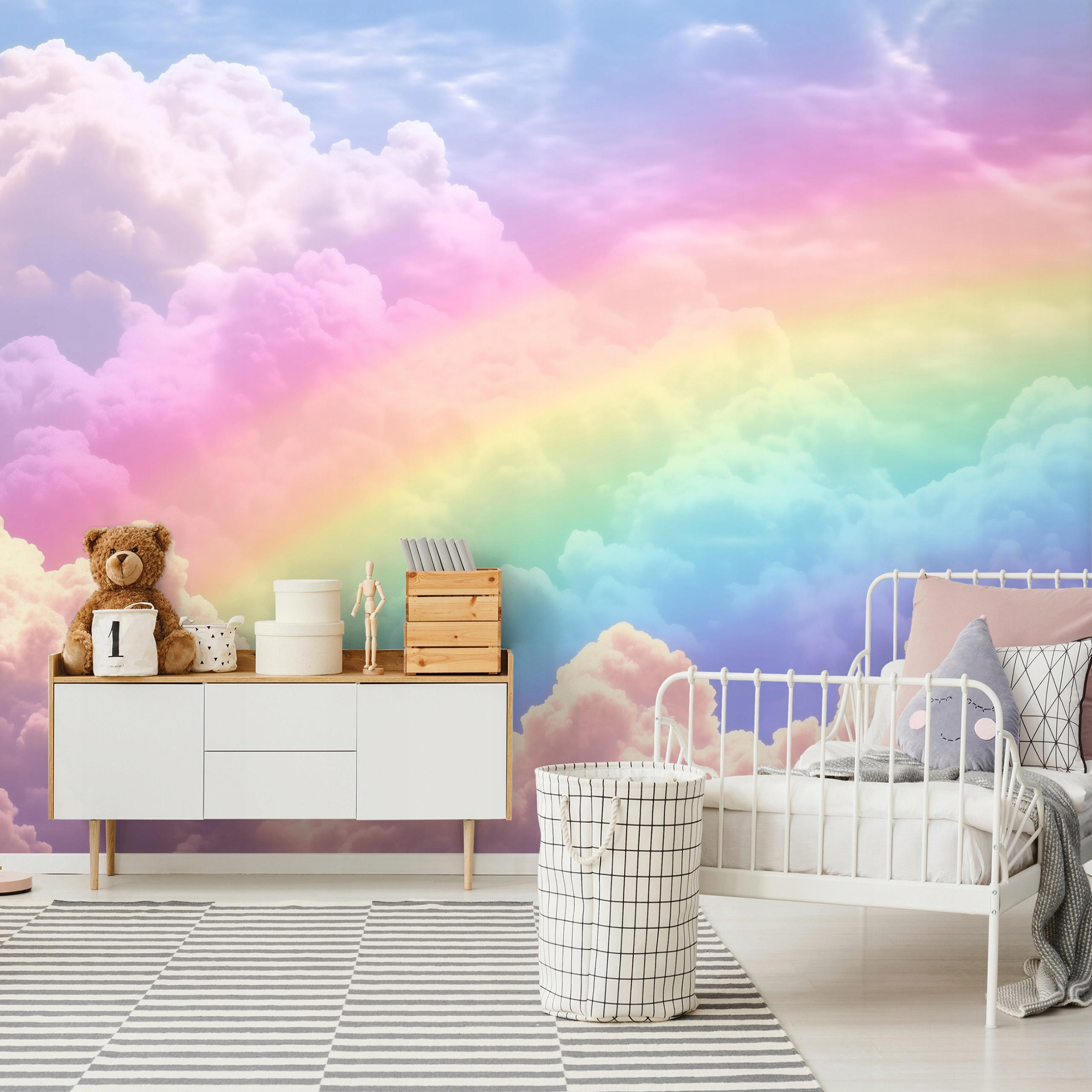 FOTOTAPETE Kinderzimmer Mädchen Regenbogen Kindertapete 350x250 - Multicolor, Papier (350/250cm) - Wallarena