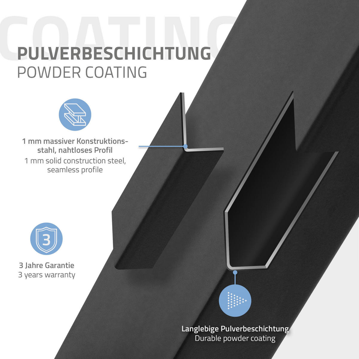 TISCHBEINE 2er Set 80GRAD 40 x 43 cm Schwarz - Dunkelgrau, Metall (40/8/43cm) - ML-DESIGN