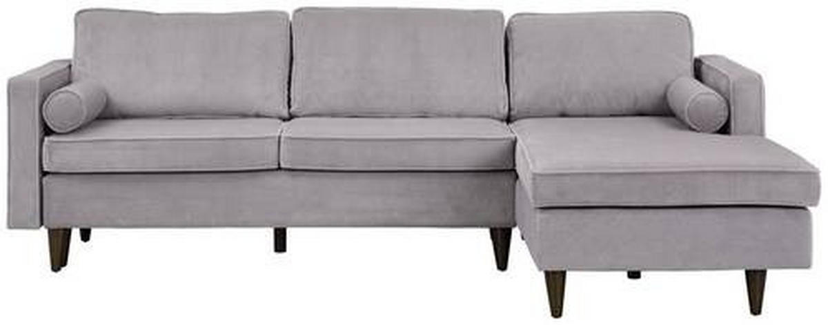 ECKSOFA Grau Cord  - Eichefarben/Grau, MODERN, Holz/Textil (261/178cm) - Livetastic