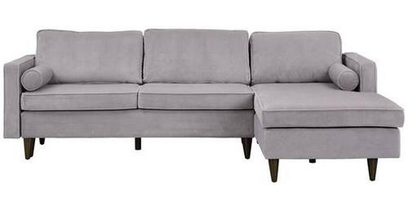 ECKSOFA in Cord Grau  - Eichefarben/Grau, MODERN, Holz/Textil (261/178cm) - Carryhome