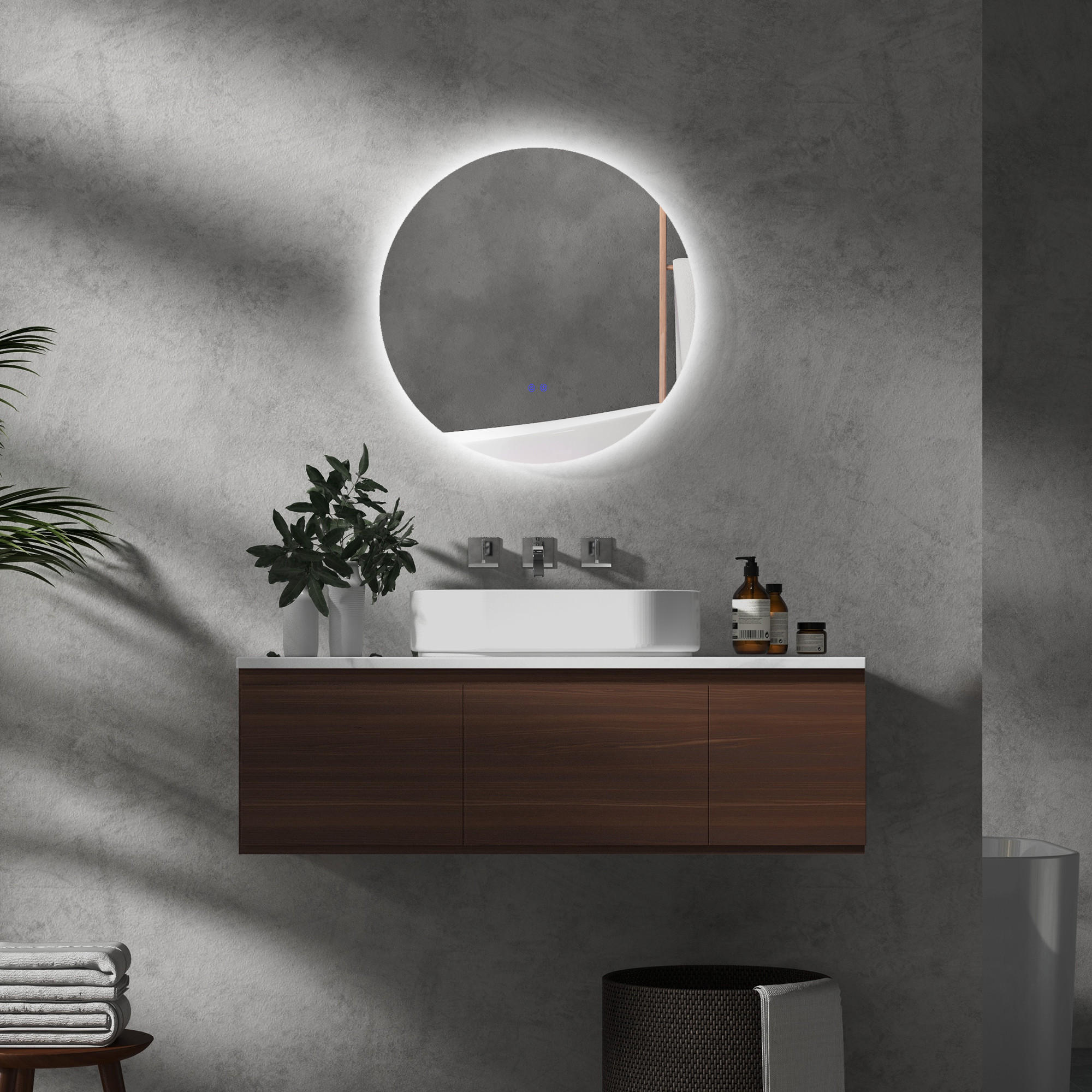 BADEZIMMERSPIEGEL - Transparent, Glas/Metall (60/3.5/60cm) - Kleankin