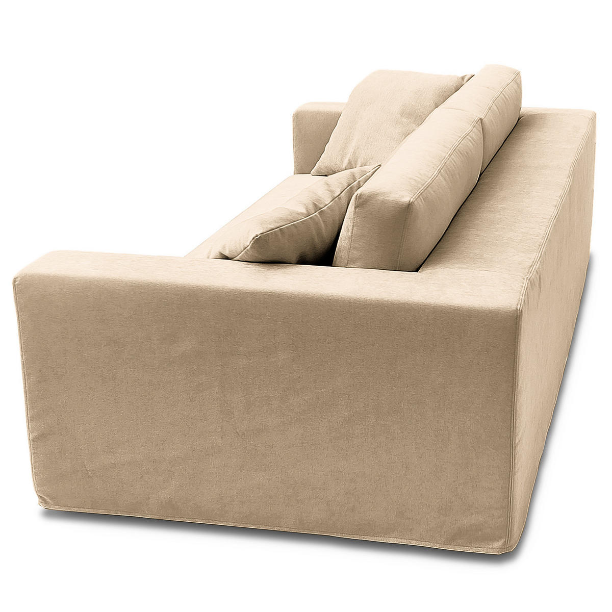 BIGSOFA mit Wechselbezug - Webstoff - Beige/Schwarz, Kunststoff/Textil (265/63/122cm) - home24