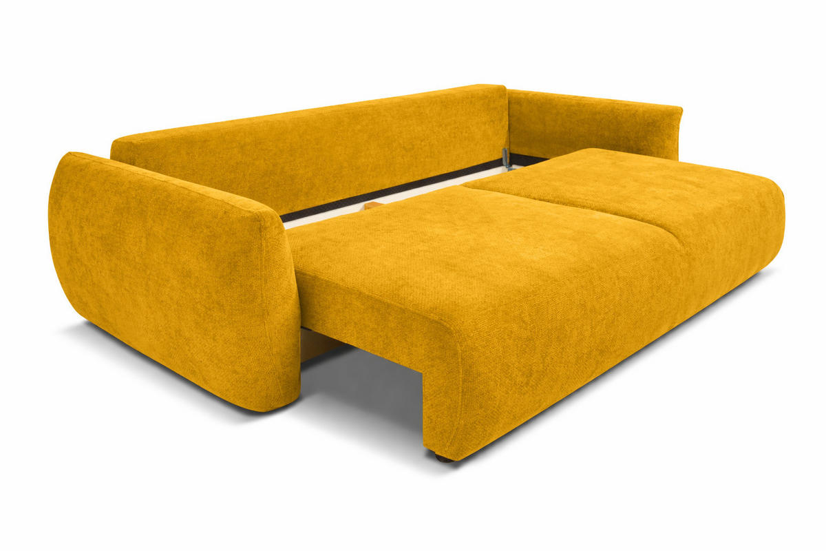 SOFA Mit Schlaffunktion Und Bettkasten, Veloursstoff Salvador, Gelb, Zephira - Gelb, Holz (238/87/102cm) - Kaiser Möbel