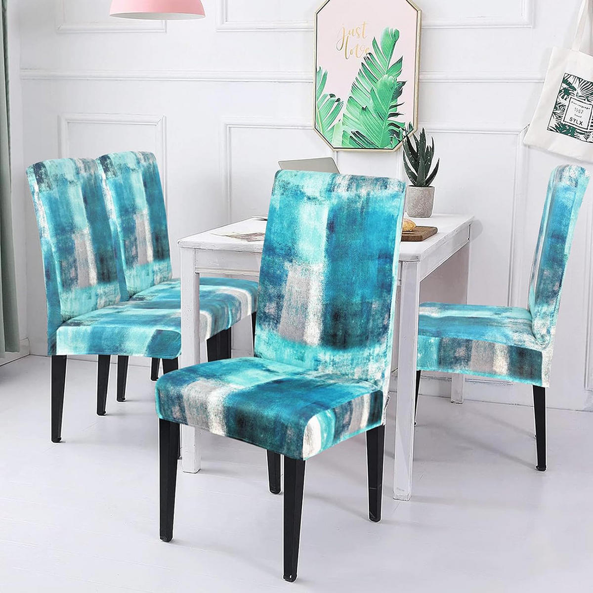 STUHLHUSSE Stretch Waschbar(6-tlg. Set) - Grün, Textil (15/25cm) - Kaket