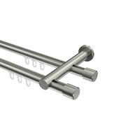 INNENLAUF-GARDINENSTANGEN-SET Platon Santo 120 cm, 2-läufig, 20 mm Ø Edelstahl-Optik - Edelstahlfarben, Metall (120cm) - INTERDECO