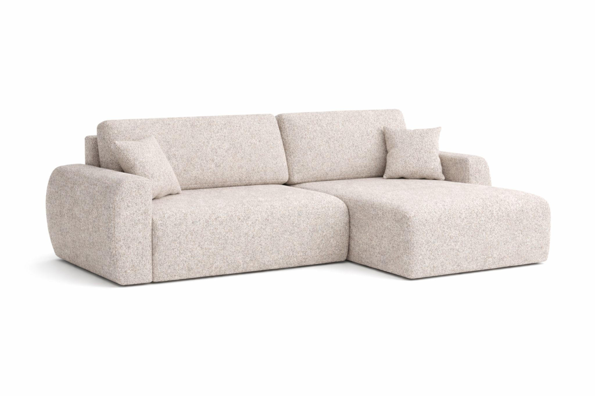 ECKSOFA Mit Schlaffunktion, Ariel XL, Chenille-Stoff, Stoff Artico, Beige, Rechts - Beige, Holz (280/142cm) - Kaiser Möbel